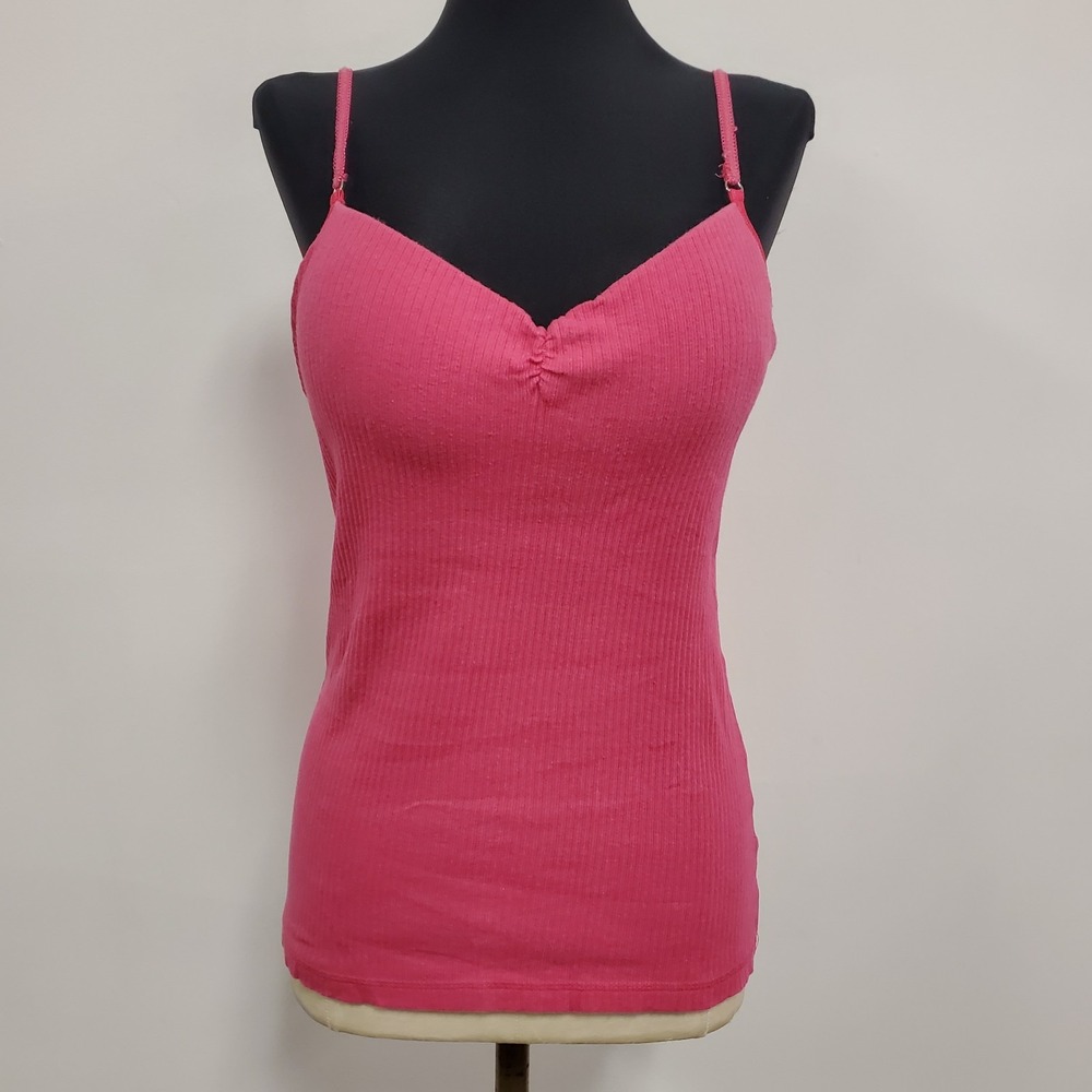 Vintage Energie Womens‎ Y2K Coquette Padded Bra Top Size M Pink Ribbed Preppy